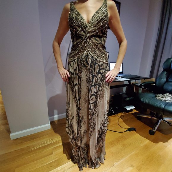 Alberto Makali Dresses & Skirts - Alberto Makali beaded evening silk gown